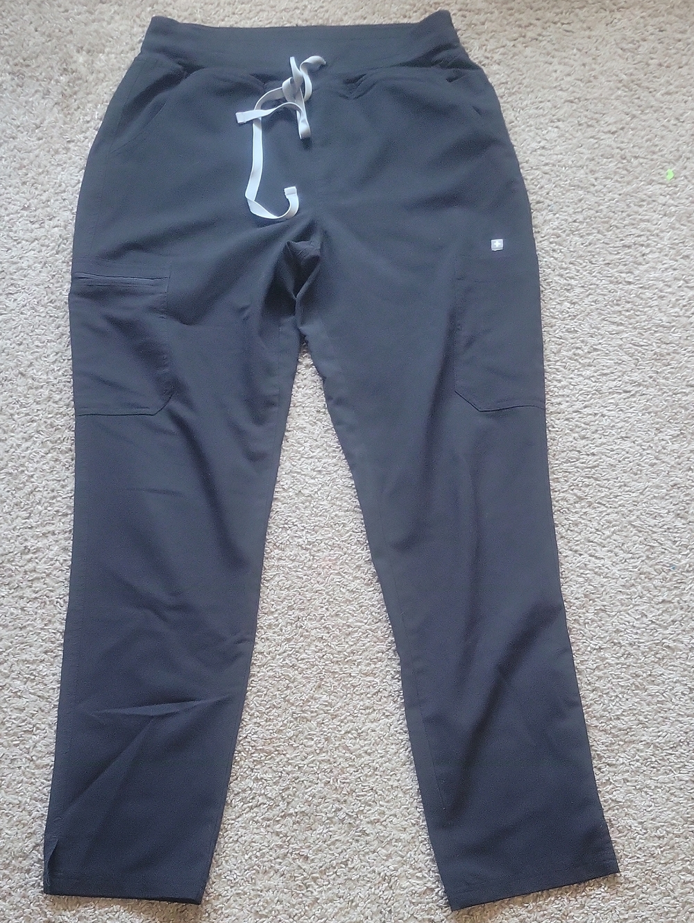 Figs Black Jogger Surgical Pants with Light Gray Drawstring